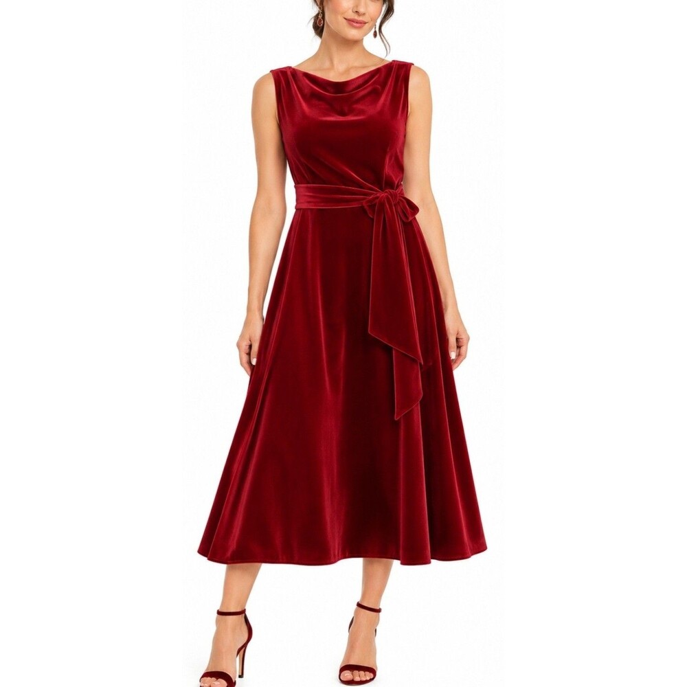 Tahari ASL Velvet Midi Dress. Crafted from a luxurious, soft-touch stretch 16